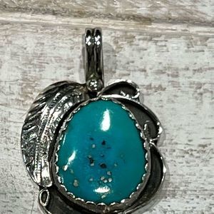 Genuine Vintage Turquoise and Sterling Silver Pendant